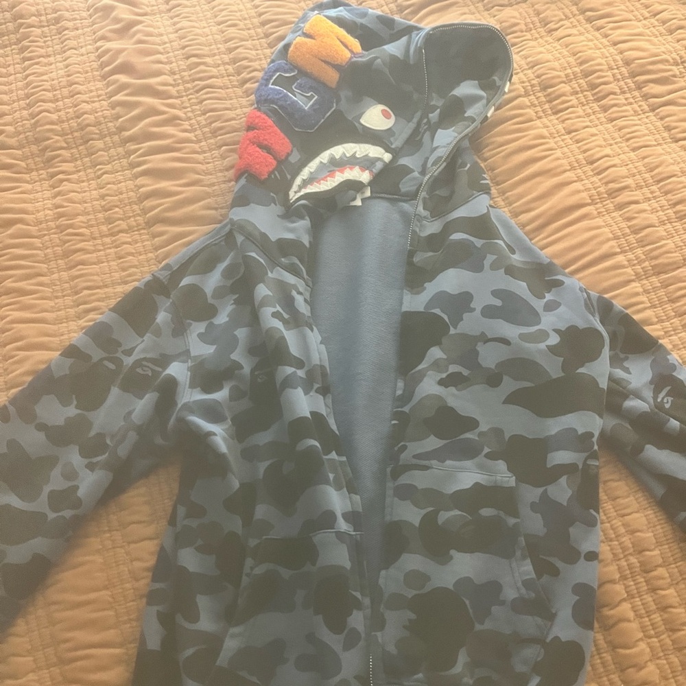 Bape bathing ape blue Hoodie s small